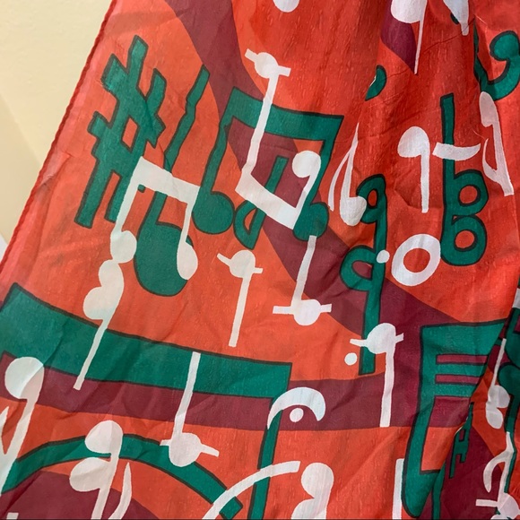 Kooloo Scarf Silk Musical Notes Print Lightweight - Picture 7 of 8